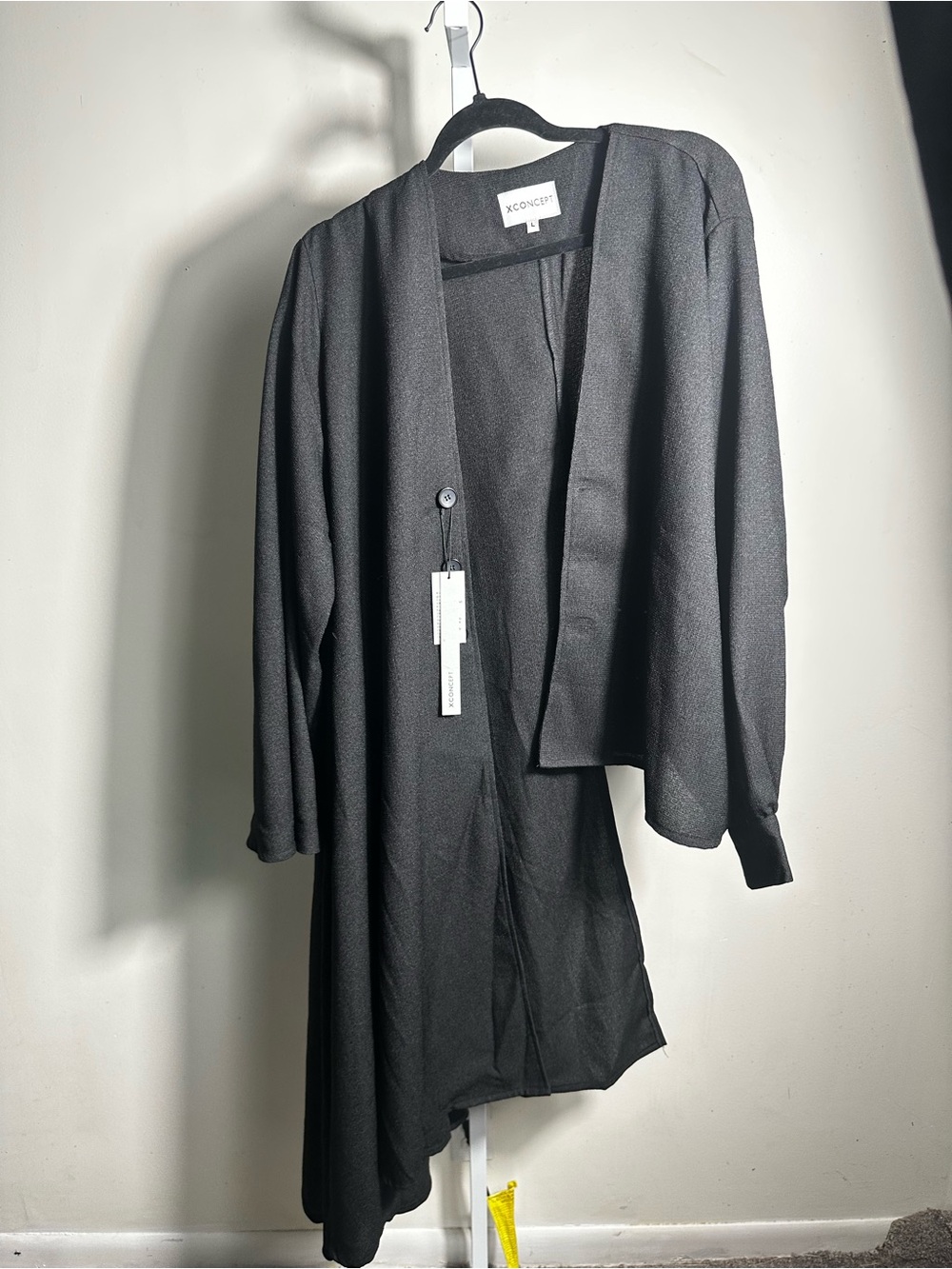 B67. XCONCEPT Cape Coat Posh Black Wool Cotton Unisex Avant Garde Jacket L